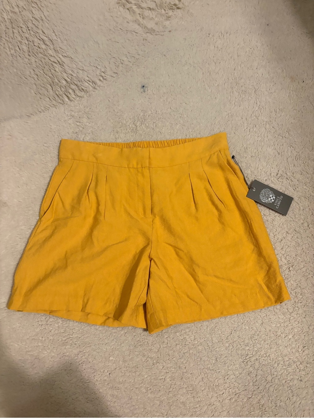 Vince Camuto Bright Yellow Pleated Bermuda Shorts